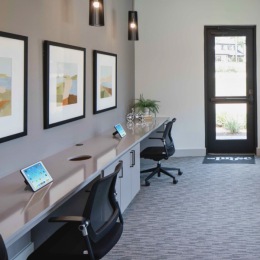 seating area with large windows